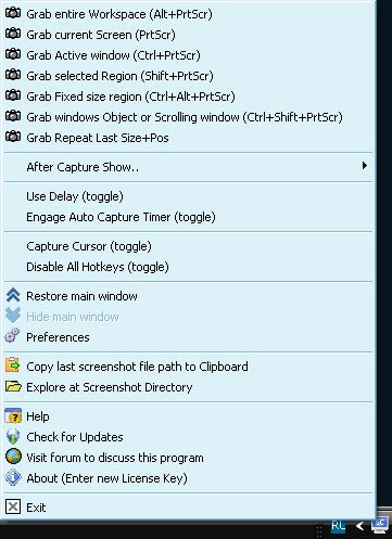 Screenshot Captor-menu